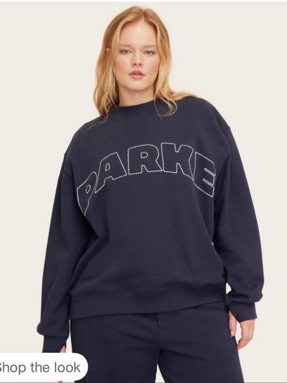 Parke Navy Crew Sweatshirt with Contrast Stitch Logo